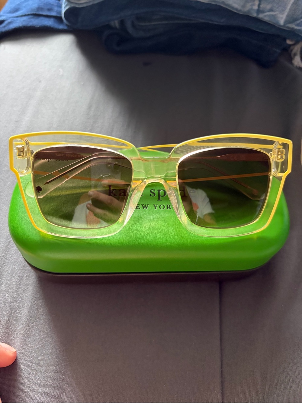 kate spade translucent yellow square sunglasses with gradient lenses